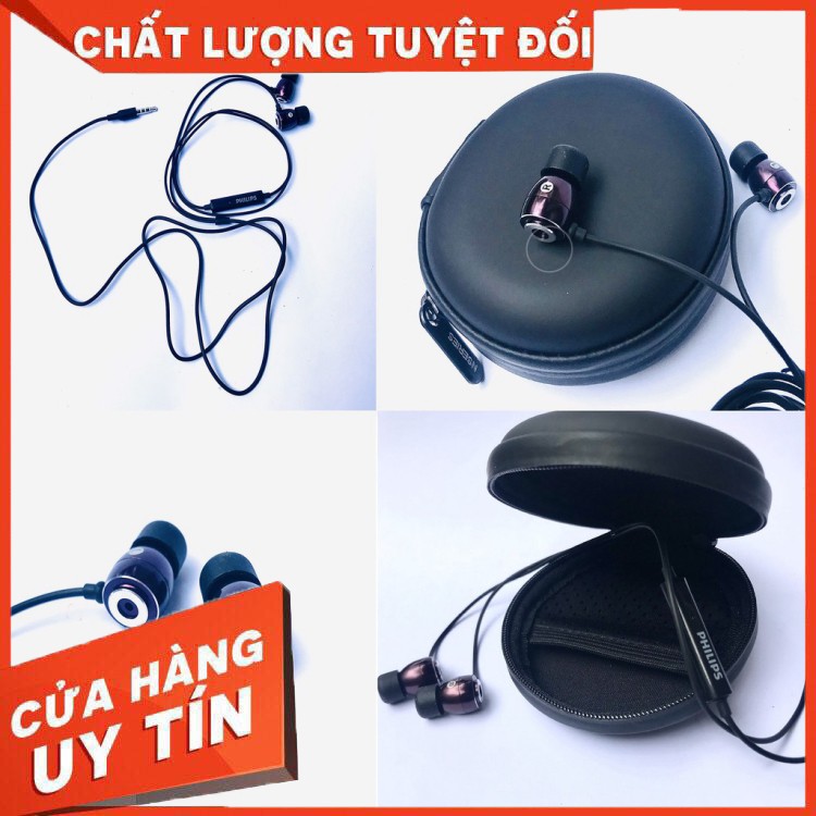 Tai Nghe PHILIPS Chính Hãng, Mẫu Mới, Chân 3.5mm, Tặng Kèm Túi Đựng, Bass Mạnh Mẽ, Chất Âm Cực Hay, Giá Siêu Rẻ