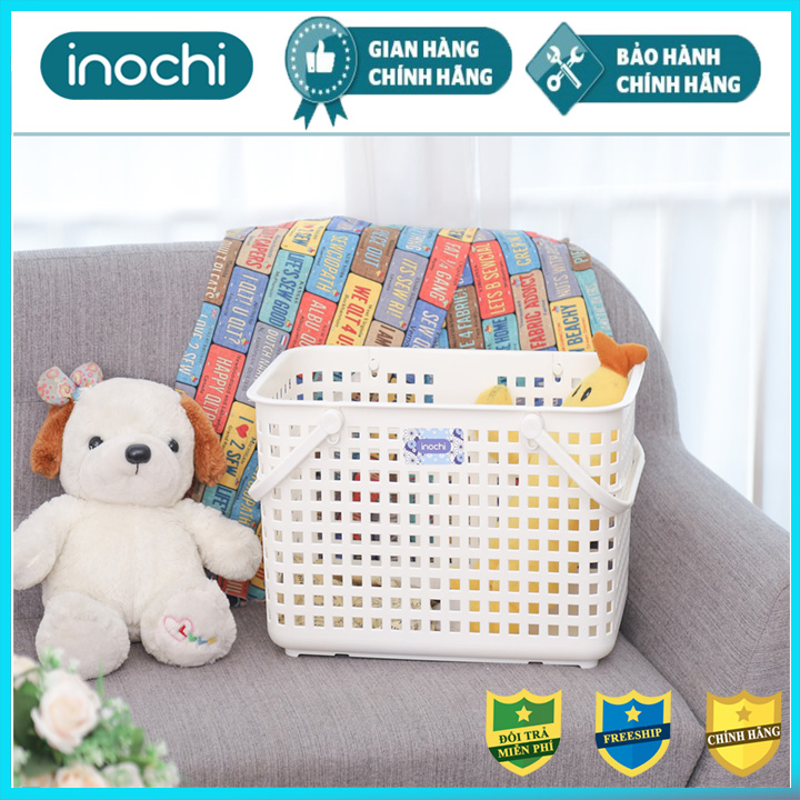 Giỏ đựng quần áo Inochi để đồ đi sinh có nắp nhựa cho mẹ và bé tiện dụng, an toàn