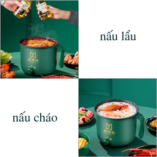 Nồi lẩu mini đa năng 2 tầng, Nồi Nấu Cơm, Nấu Mì Đa Năng 1,8L Kèm Giá Hấp Tiện Lợi