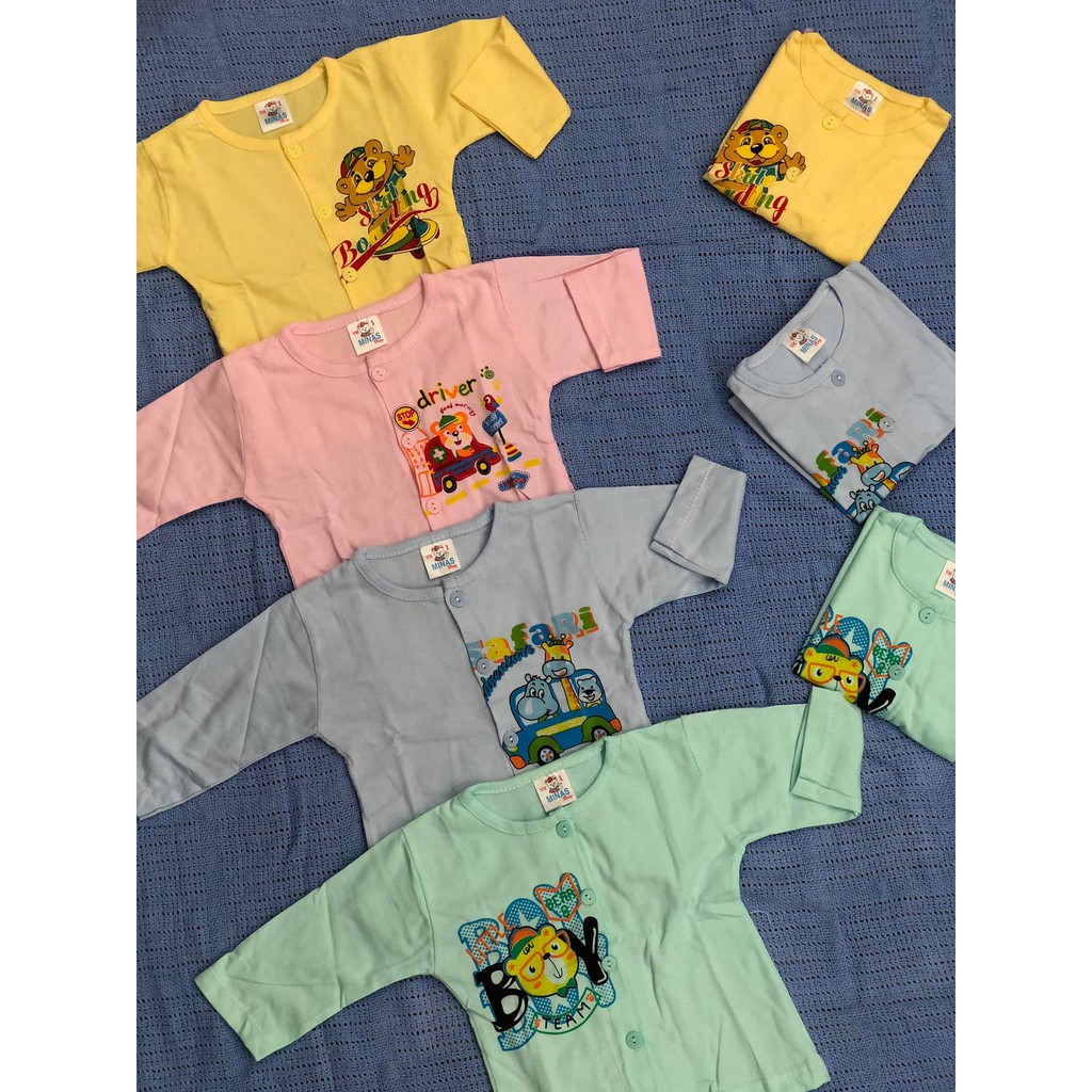 Áo tay dài màu MINAS cài nút giữa (3-24kg)