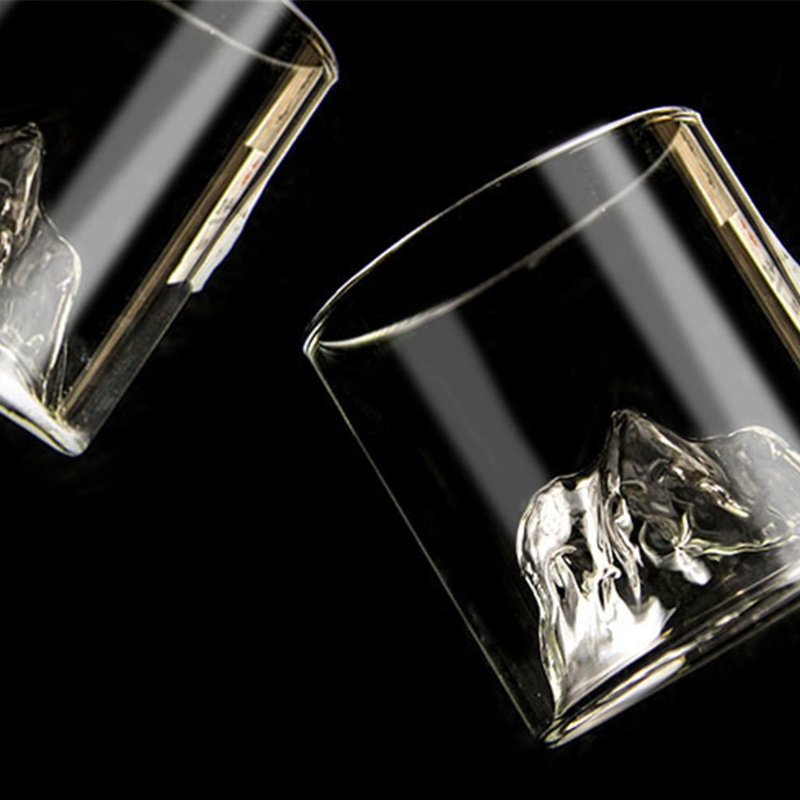 Ly rượu whiskey bằng thủy tinh hình dãy núi 3D phong cách Nhật Bản