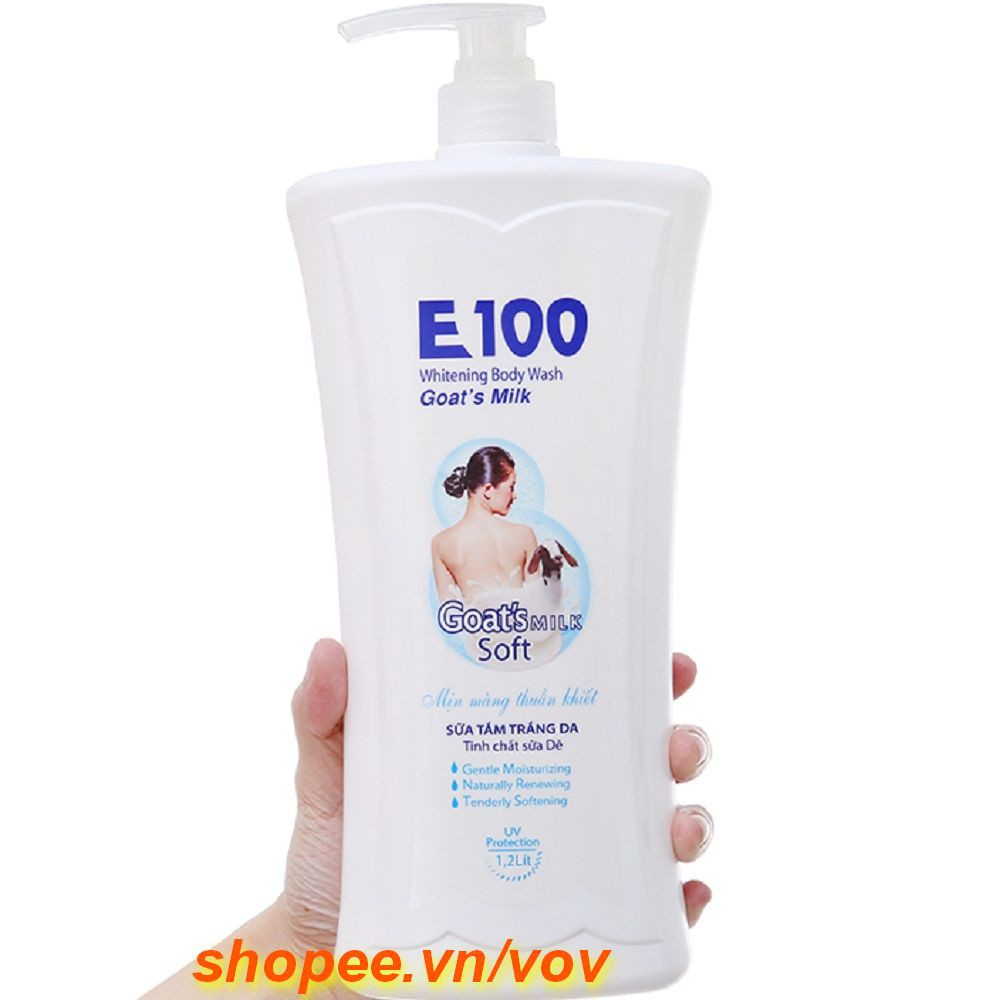 Sữa Tắm E100 1,2 Lít Tinh Chất Sữa Dê Làm Trắng Da Chính Hãng.