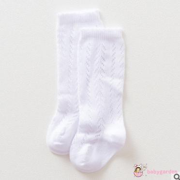 BABYGARDEN-Baby Girls Fashion Socks Hollow Out Knee-high Socks Comfortable Solid Color Socks