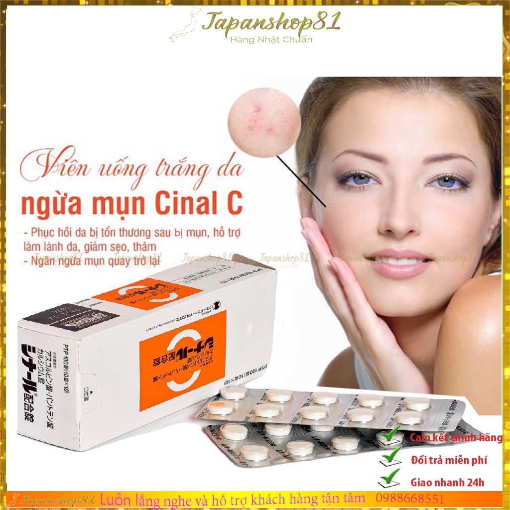 Viên uống trắng da Cinal Vitamin C Nhật Bản mờ thâm nám 100 viên