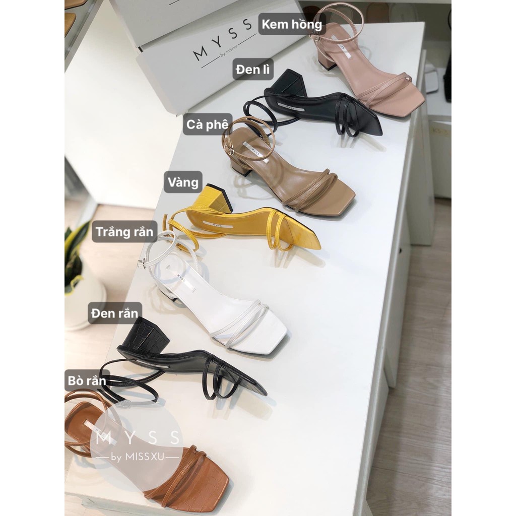 Giày sandal nữ quai ngang mảnh 2 dây gót trụ 5cm thời trang MYSS - SD87