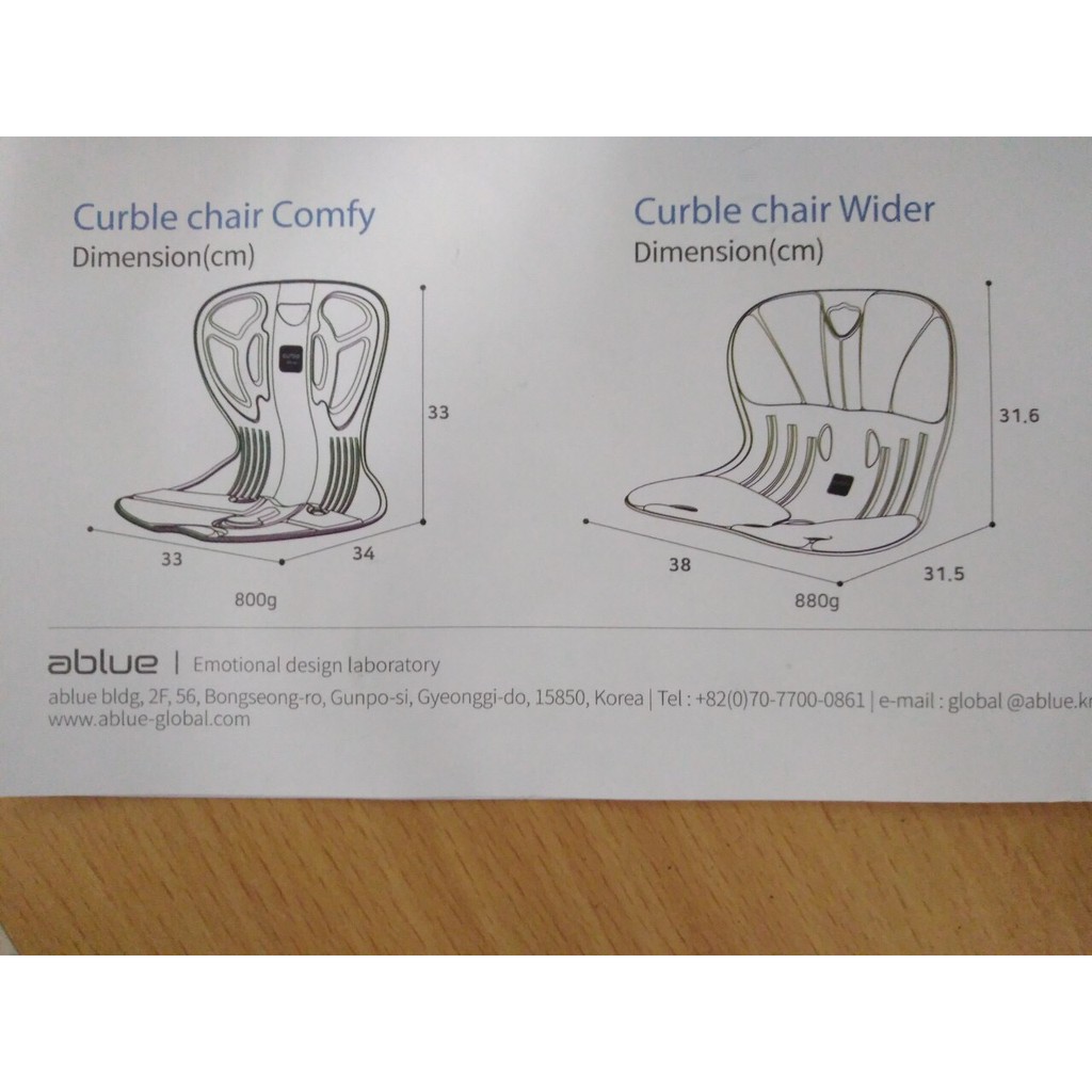 [CHÍNH HÃNG ABLUE ] Ghế Curble Chair Comfy xanh điều chỉnh tư thế ngồi chuẩn, giảm áp lực cho cột sống - Made in Korea