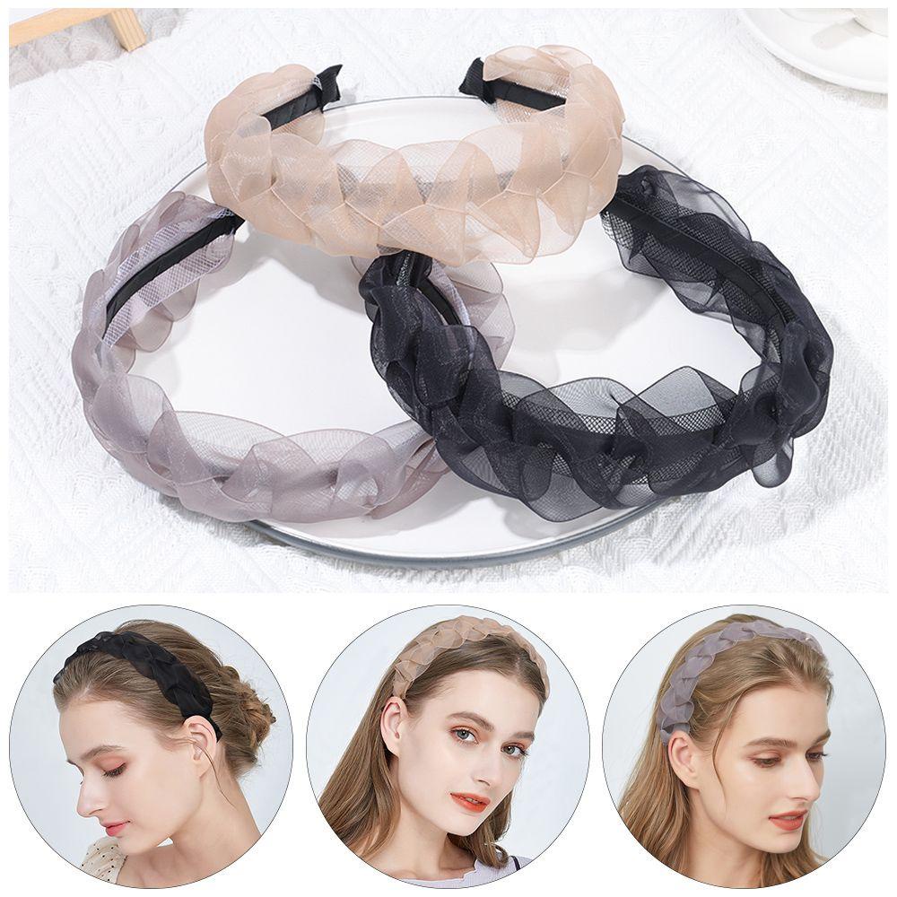 Dây Cột Tóc Bản Rộng Phối Ren Phong Cách Vintage