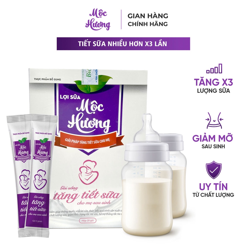 Lợi sữa Mộc Hương cho sữa mát, tăng sữa gấp 2-3 lần ngay lần đầu sử dụng, hỗ trợ giảm mỡ bụng cho mẹ