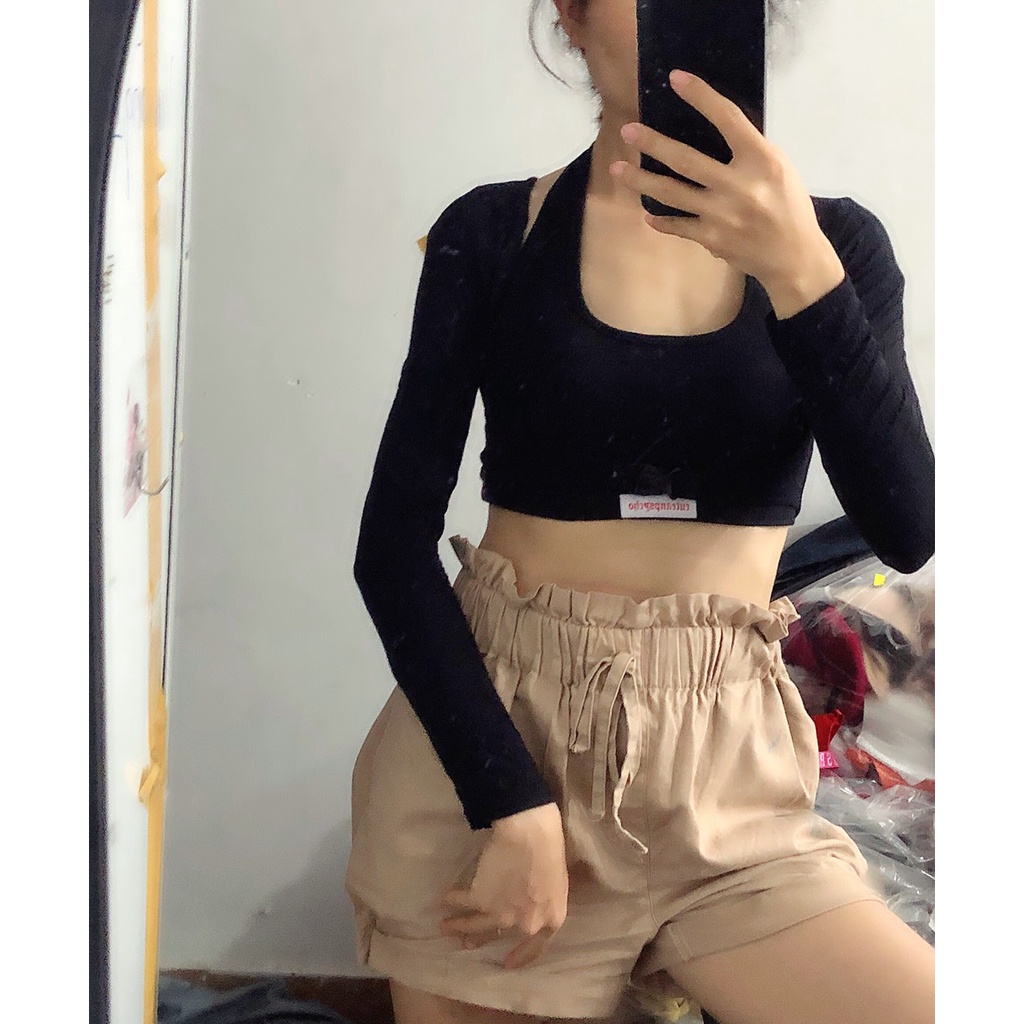Set croptop áo thun lạnh cá tính dài tay