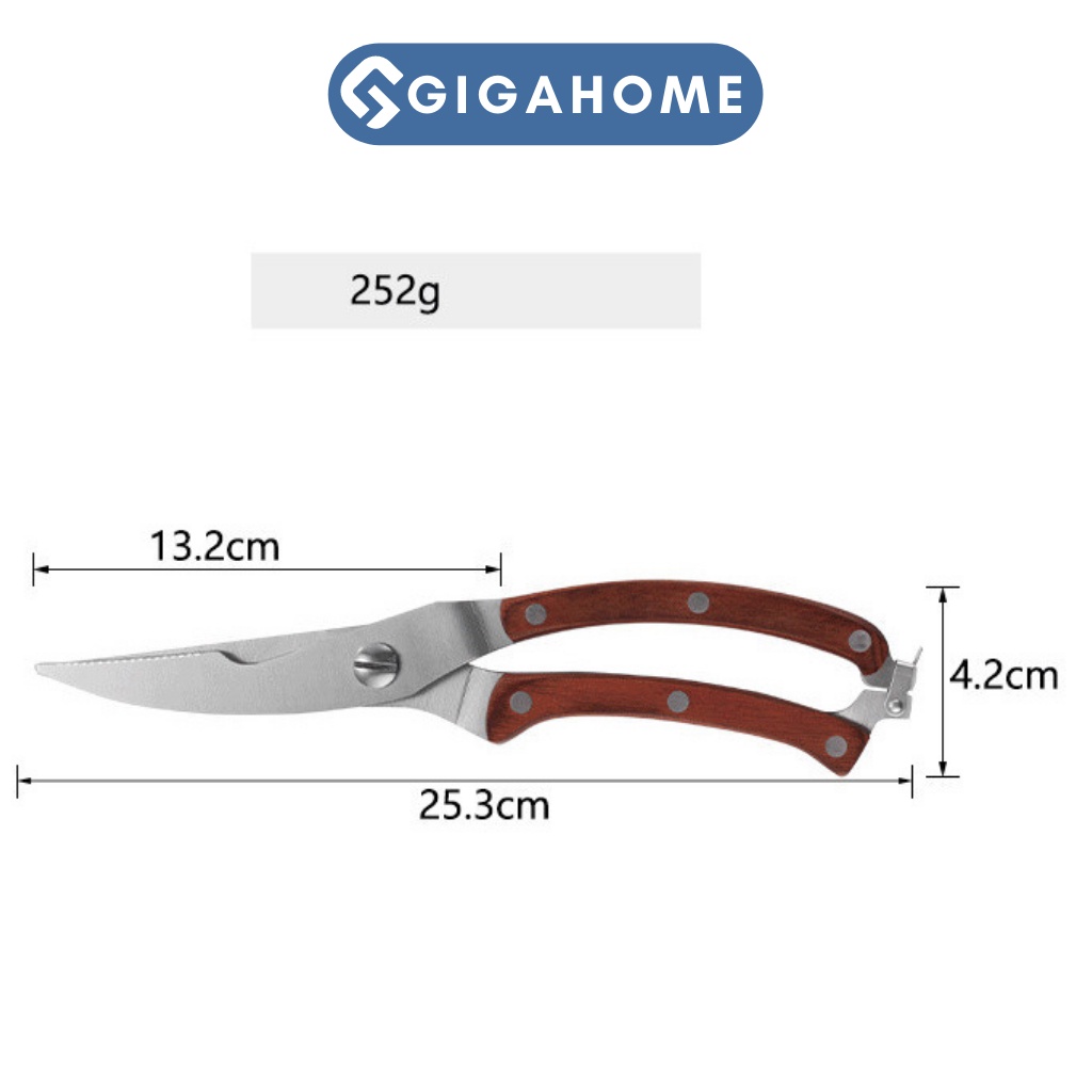 Kéo Cắt Đa Năng Chuyên Nghiệp GIGAHOME Lưỡi Cong, Có Móc Khóa Tiện Dụng 9446