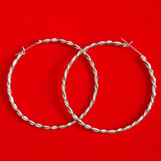 Bông tai inox tròn lượn sóng không đen BHBT268