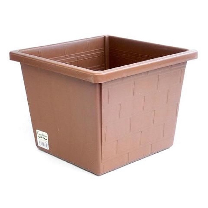Daiso Chậu nhựa trồng cây hình vuông hoạ tiết gạch 26x26x20cm