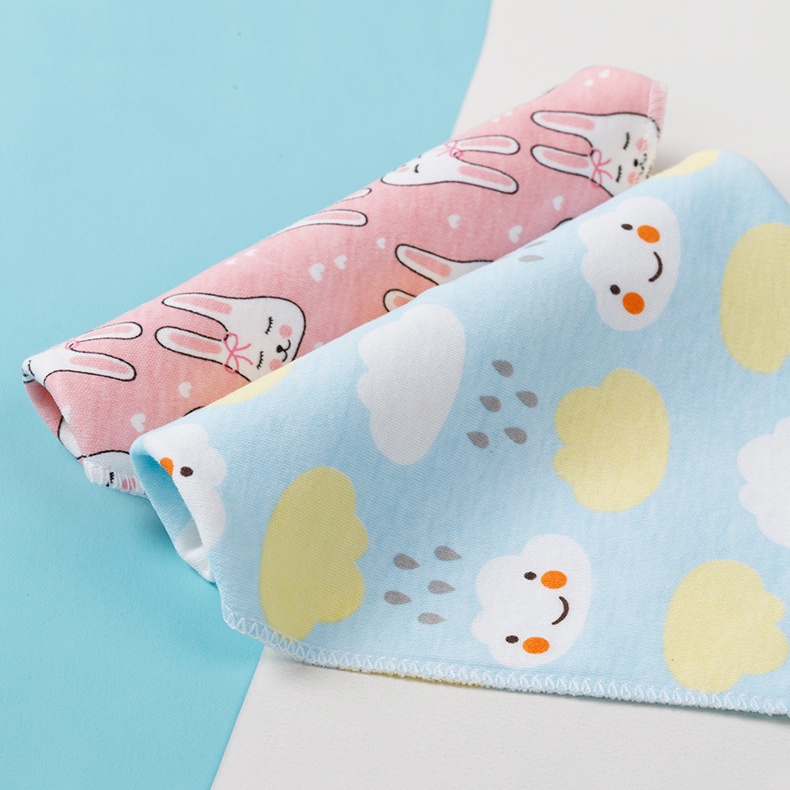 Khăn yếm tam giác cotton 2 lớp mềm mịn, có họa tiết dễ thương và khuy bấm tiện lợi ISU Baby