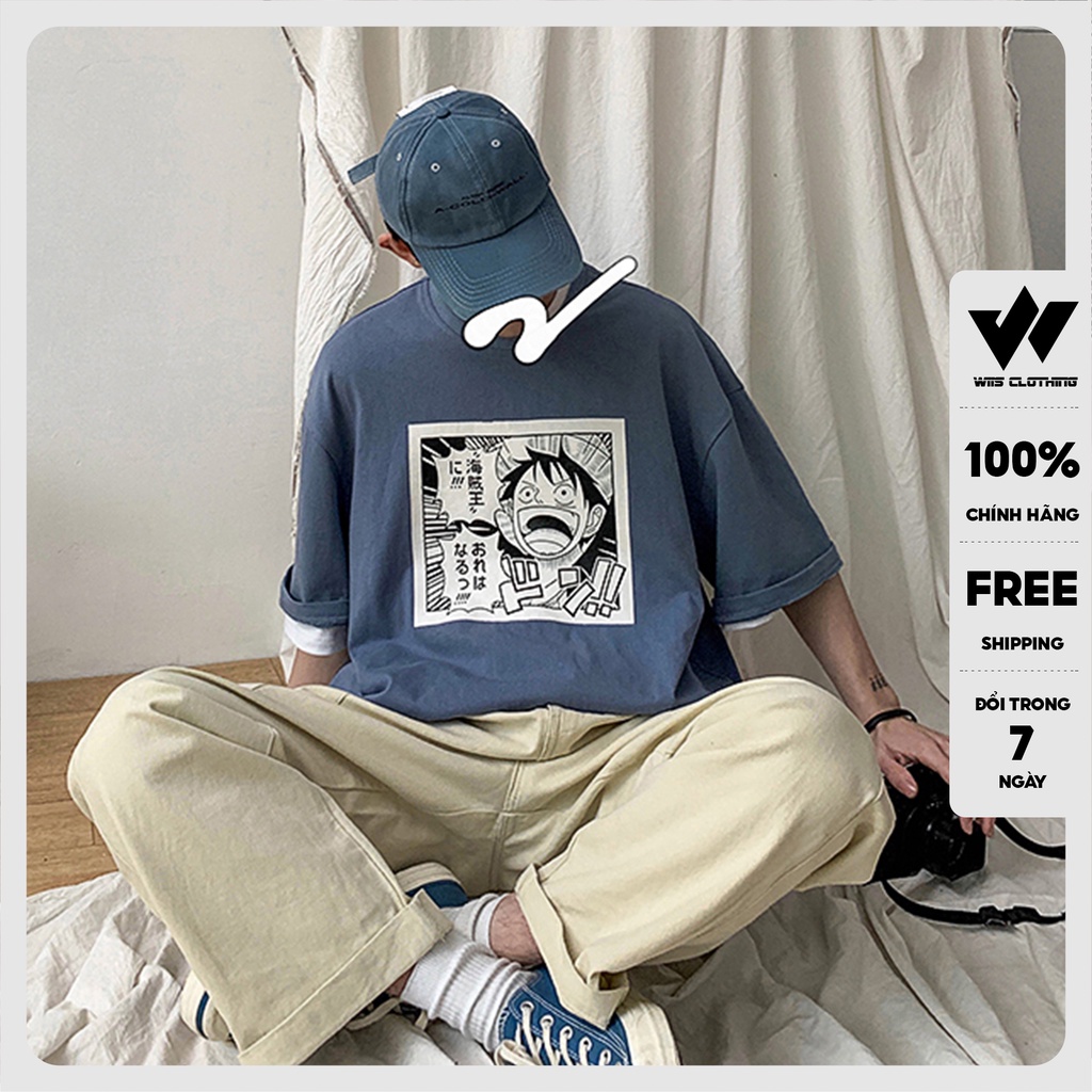 Áo thun tay lỡ WIIS phông unisex form rộng cotton Luffy thời trang nam nữ oversize