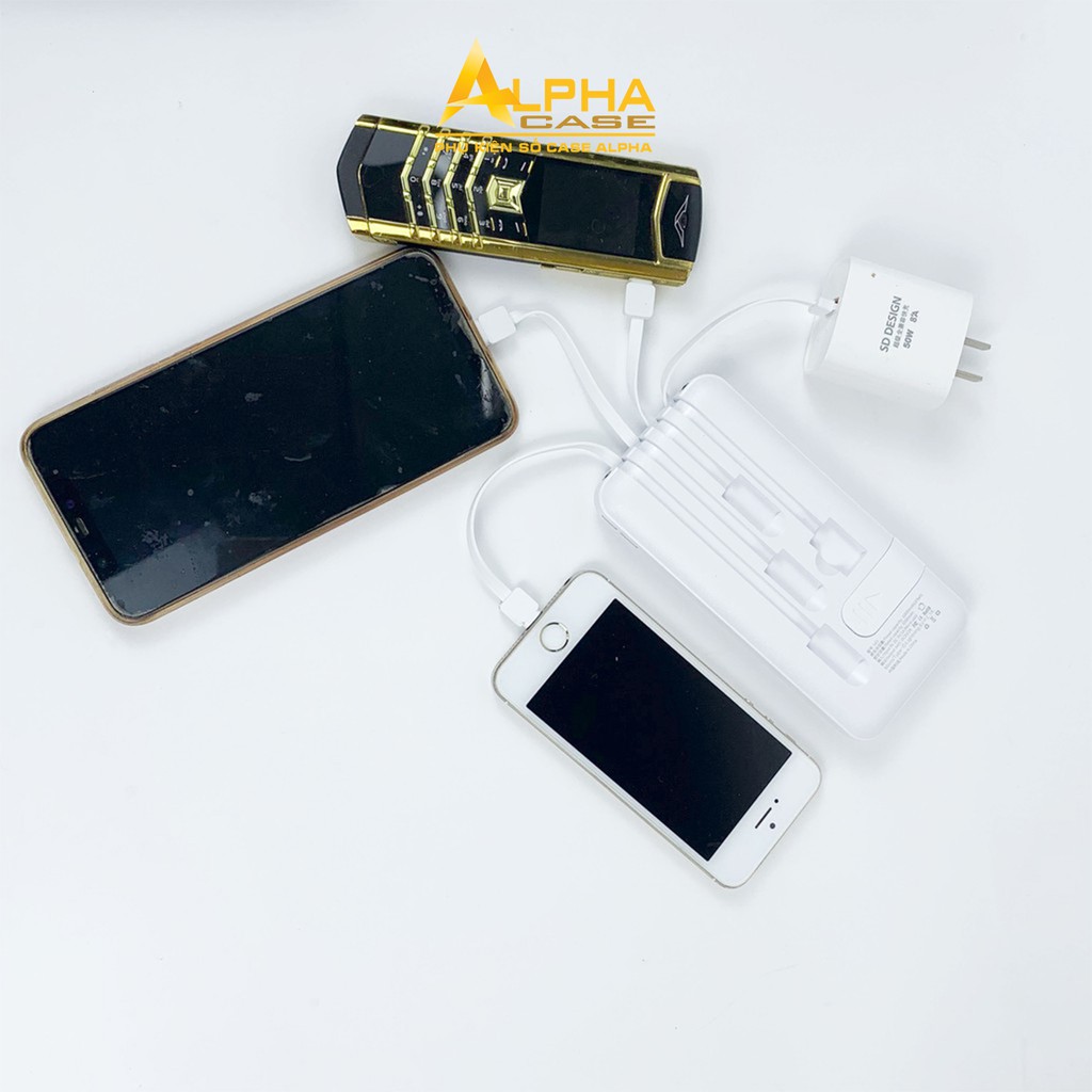 Pin - Sạc dự phòng 10,000mAh  SD G01 chính hãng kèm 3 dây sạc linghtning, Type-c, Micro, cáp sạc cổng USB casealpha