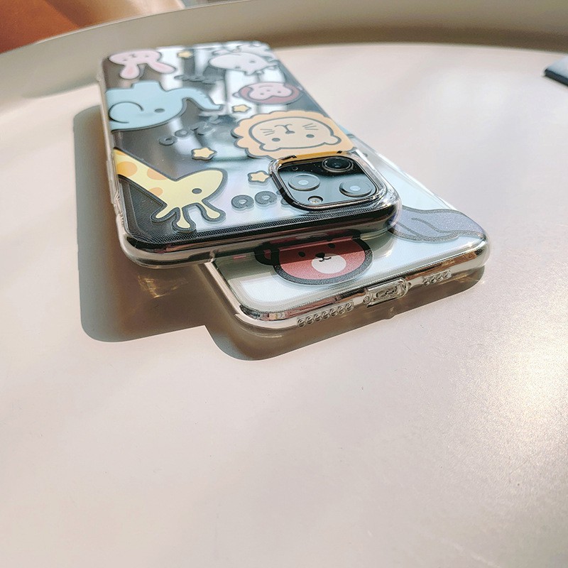 Ốp lưng iphone silicon dẻo trong suốt Zoo dành cho ip 6 đến 14promax - t111