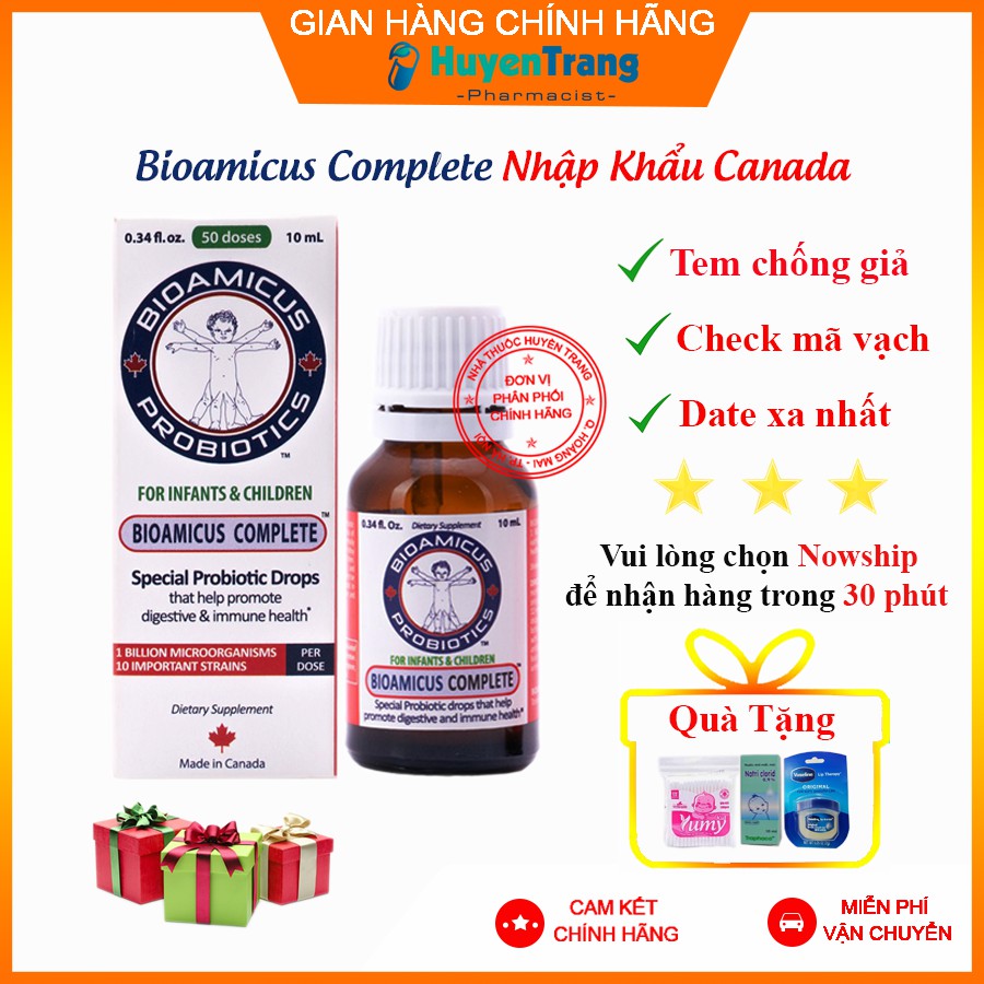 ✔️️️(Tặng quà xinh) Men vi sinh Bioamicus Complete 10 chủng - Nhập khẩu chính hãng Canada