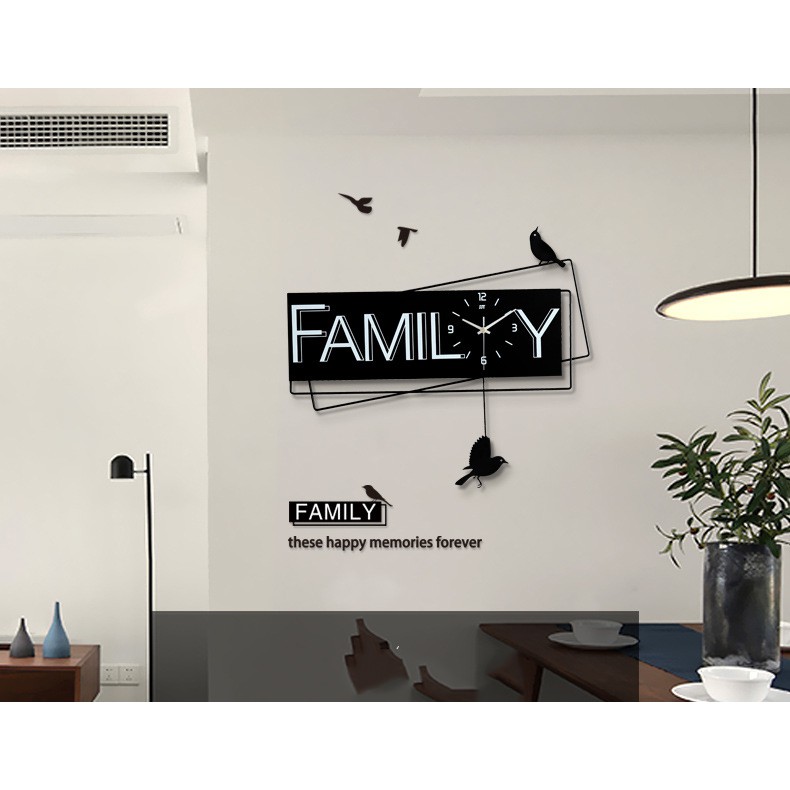 [DH-006] Đồng Hồ Treo Tường Family (Tặng Decal trang trí + Bộ Kim dự phòng + Đinh treo chống hỏng tường)