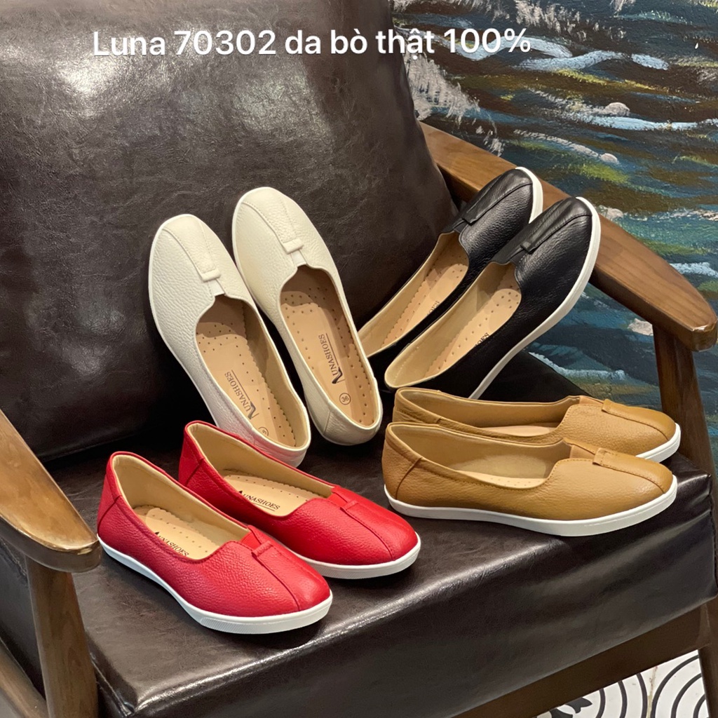 Giày bệt nữ LUNASHOES 70302 da bò thật 100% bảo hành 2 năm 1 đổi 1 giầy lười slip on đi êm chân dễ phối đồ