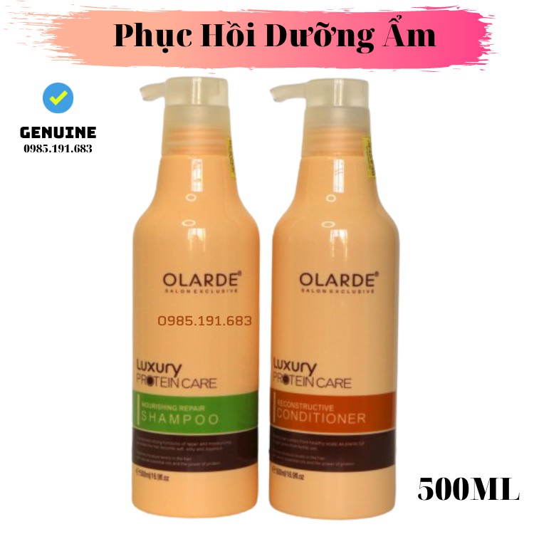 Bộ Dầu Gội Xả Olarde Luxury Protein Phục Hồi Dưỡng ẩm 500ml