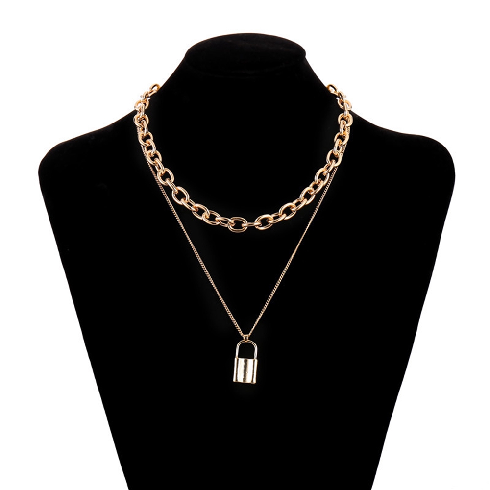 Vòng cổ bằng thép không gỉ có ổ khóa kim loại phong cách Gothic
