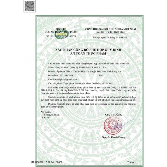 VIÊN UỐNG OMEGA 3 FISH OIL 120v (mediphar)