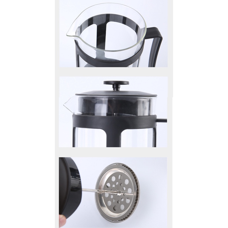 Bình pha cà phê French Press 300ml / 600ml / 800ml Bình pha cà phê tiêu chuẩn Pháp, Thân thủy tinh