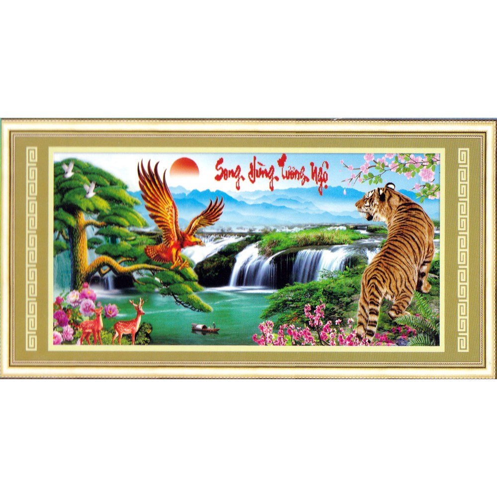 Tranh Đính Đá ABC 3D Song Hùng Tương Ngộ 61335 , Y331 (KHÁCH TỰ ĐÍNH) KT:110X54CM