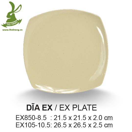 Dĩa vuông melamine EX cạnh tròn Srithai Superware Thái Lan cao cấp để gỏi xoài chua cay