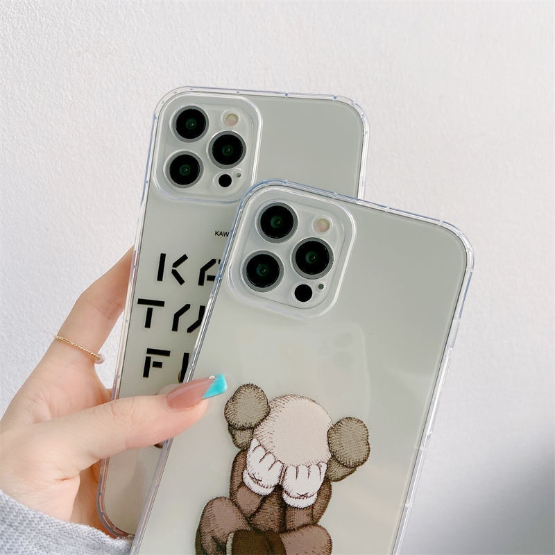 Apple iPhone SE 6 6S 7 8 Plus X XS XR XSMAX Cartoon fashion kaws doll transparent silicone mobile phone protective case Simple creative mobile phone case Mobile phone anti falling soft shell