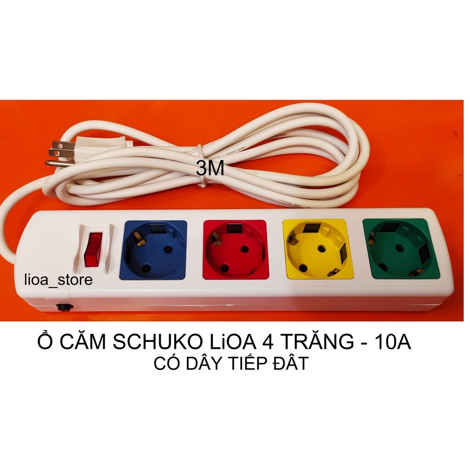 Ổ CẮM SCHUKO LiOA 4 Ổ - CÓ DÂY TIẾP ĐÂT.