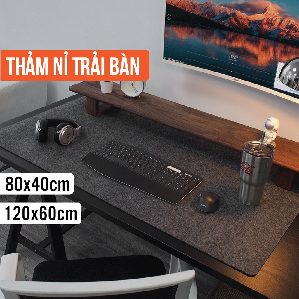 Thảm nỉ trải bàn làm việc Deskpad, Lót chuột nỉ bản dày 3mm, có lớp chống trượt - Deskpad 80x40cm và 120x60cm