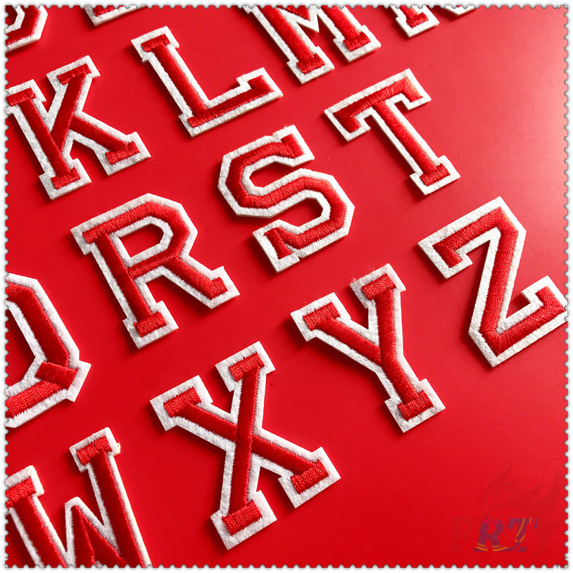 ✿ Colorful English Letters：Red Letter Iron-on Patch ✿ 1Pc Diy Embroidery Patch Iron on Sew on Badges Patches