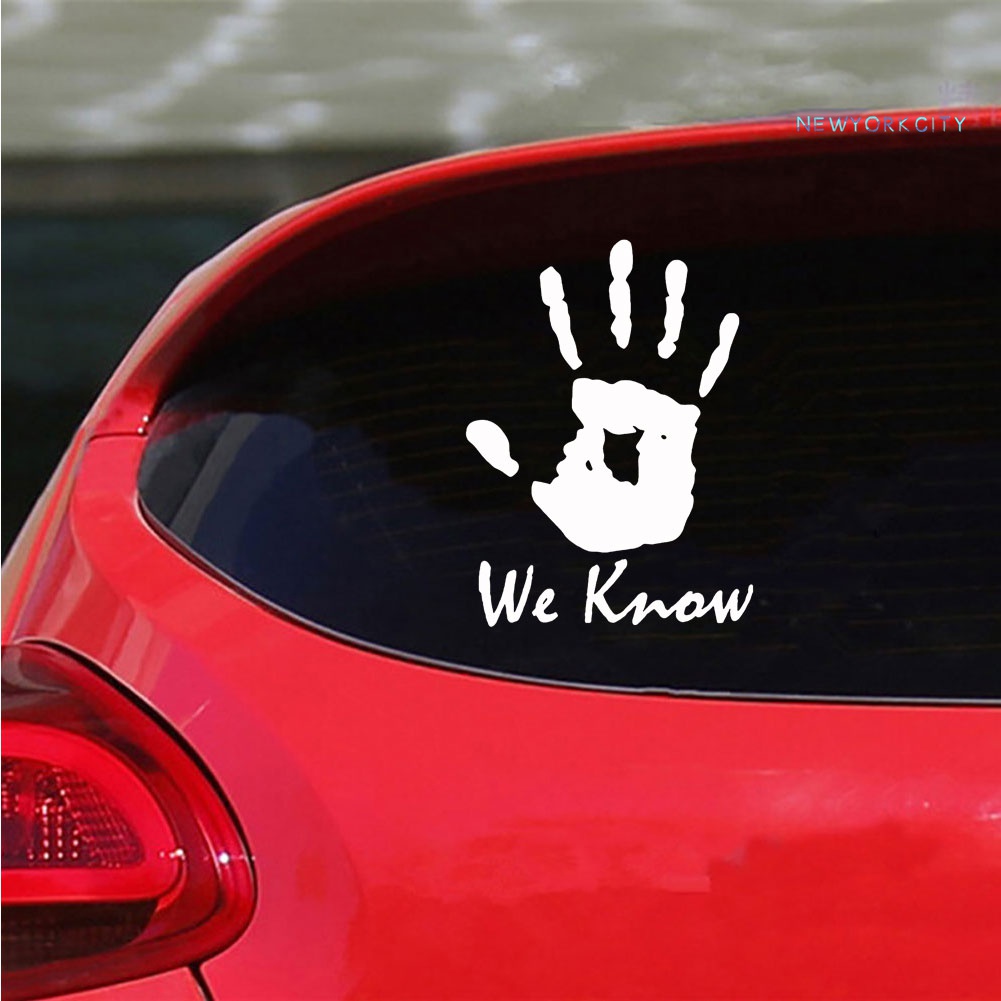 Miếng Dán Phản Quang Họa Tiết We Know Hand Palm Trang Trí Xe Hơi Laptop Phong Cách Giáng Sinh