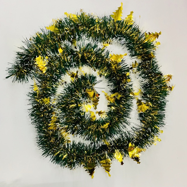 Dây kim tuyến chồn hình chuông sao thông vàng trang trí cây thông noel