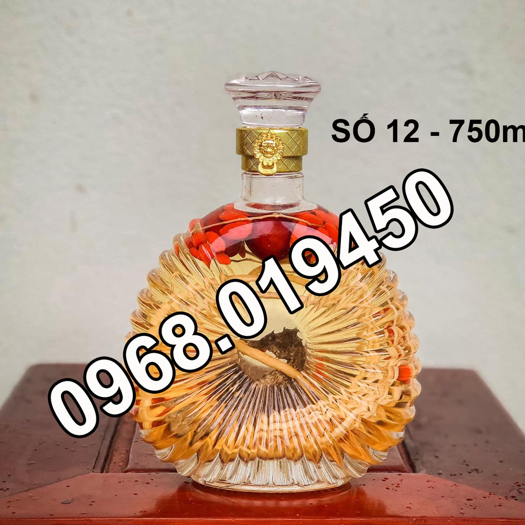 [ CAO CẤP- SIÊU ĐẸP ] Vỏ Bình Thủy Tinh XO Đựng Rượu 750ml, Bình Ngâm Rượu XO Tròn, CTT-12