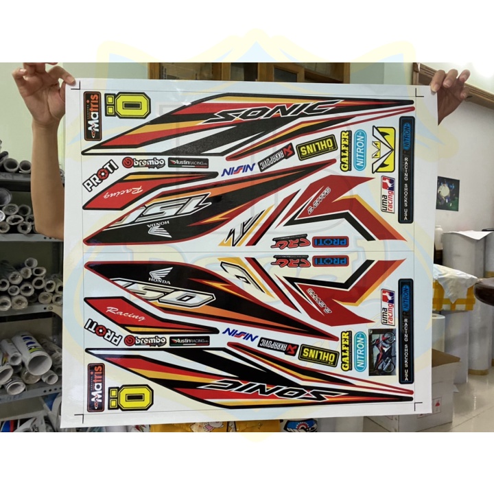 ( Quí khách vui lòng mang ra tiệm cho thợ dán ) Tem sonic 150 trắng đỏ v3