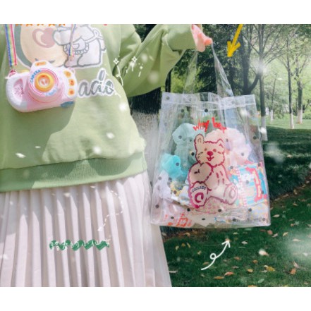 Túi xách tote trong gấu thỏ hoppang TXT11 túi xách Hologram túi Ulzzang cute dễ thương thời trang