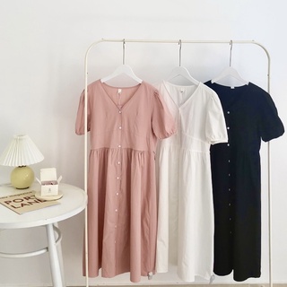 Váy babydoll dáng midi tay phồng