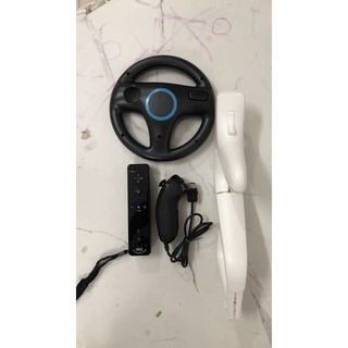 Combo phụ kiện Wii chơi giả lập PC: Remote motion plus, Sensor usb, Nunchuck, zapper, vô lăng