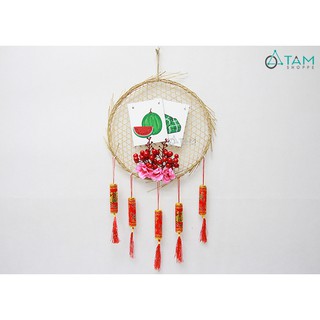 Vòng hoa treo cửa Tết Handmade 5 pháo ĐK 28cm T-VTC-13 TTTM