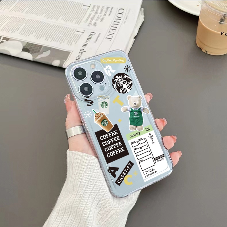 Ốp Điện Thoại TPU Trong Suốt Hình Gấu Starbucks Cho Xiaomi Redmi Note 11 12 Pro 5G 11S 10 Pro 4G 10S Redmi 12C 11A 10C 9C