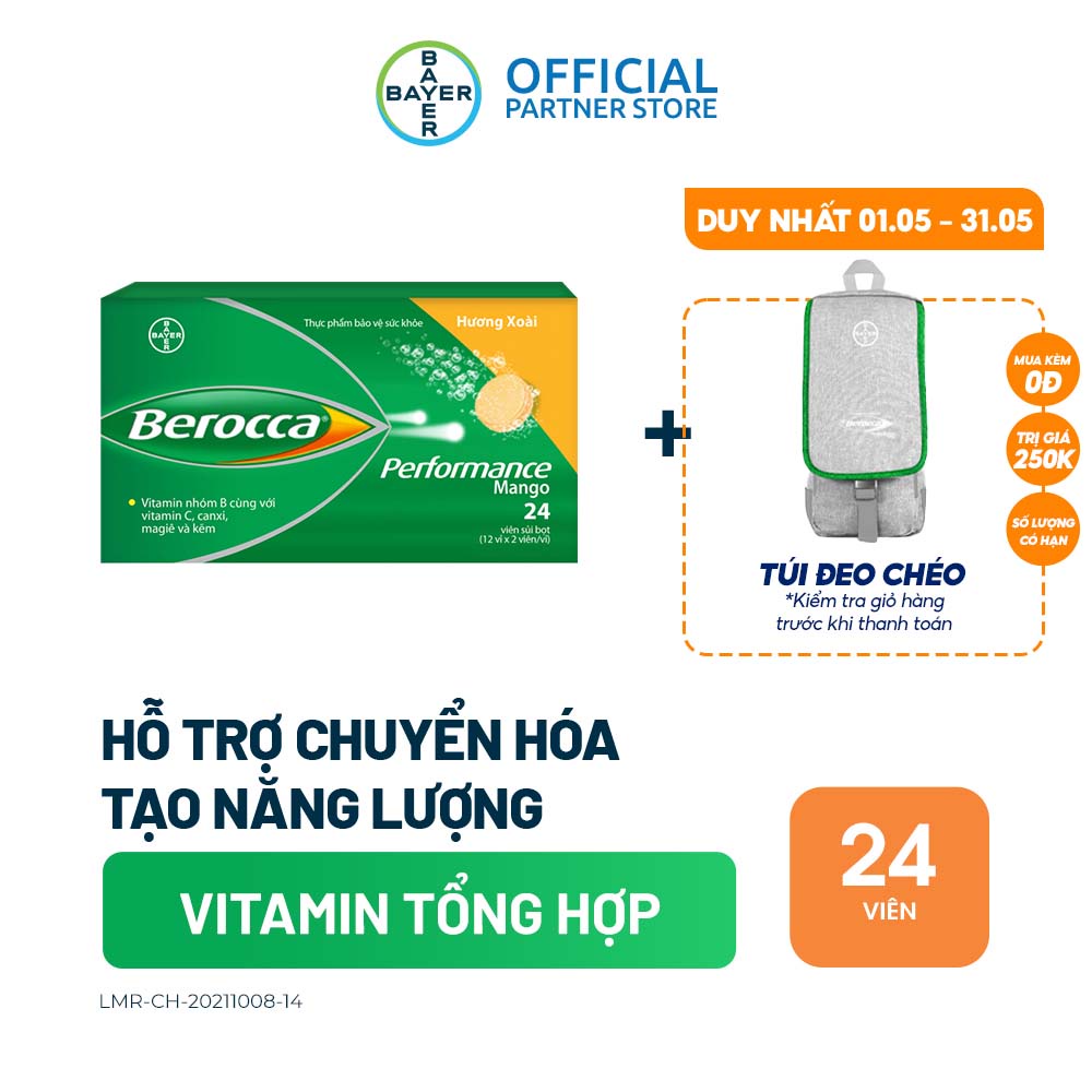 Viên sủi bổ sung Vitamin Berocca Performance Mango 24 Viên