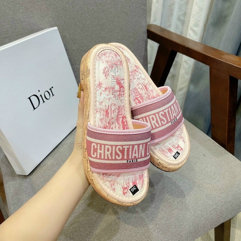 dép xuồng đế gỗ dior đế cao