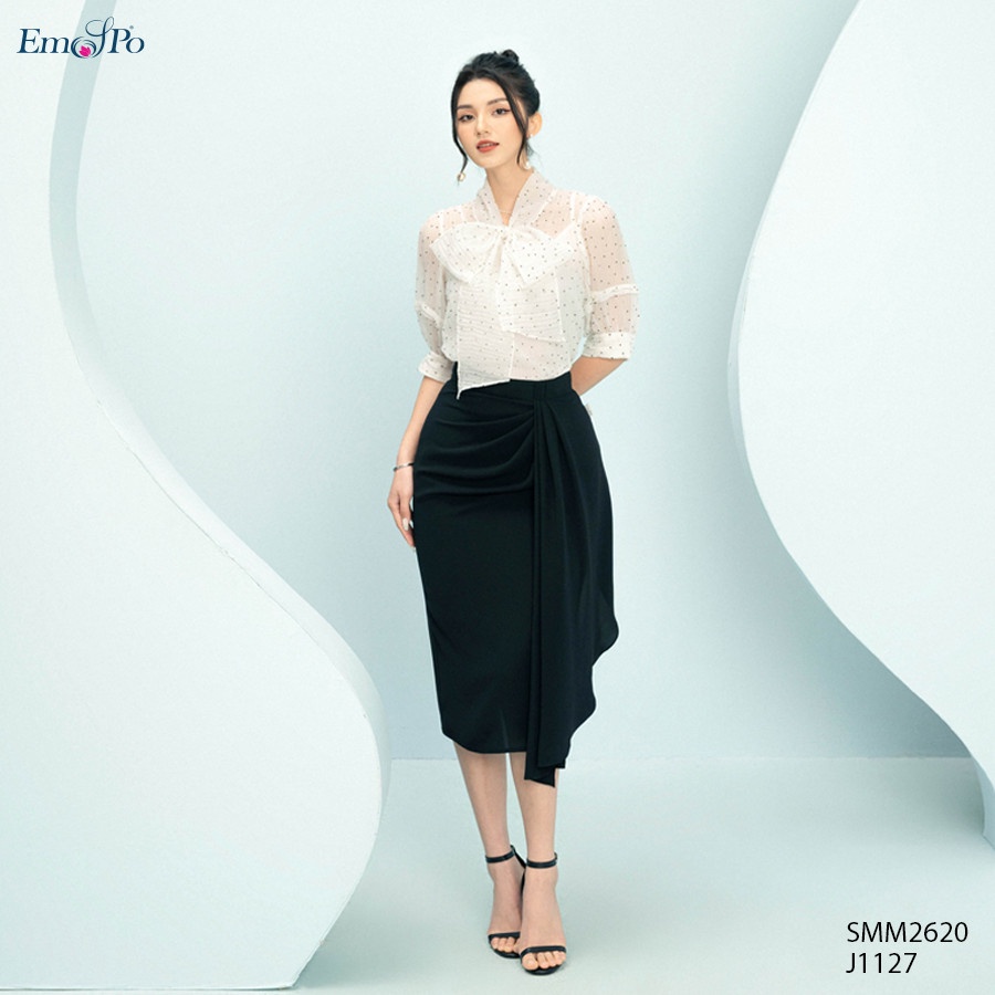 Chân váy juyply trước, bèo 1 bên Emspo J1127