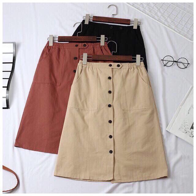 Chân váy kaki cúc chữ A ( Quảng Châu)