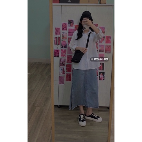 [ ẢNH THẬT ĐỘC QUYỀN MEGGIECLOSET] Chân váy jean xẻ một bên DUBATI | BigBuy360 - bigbuy360.vn