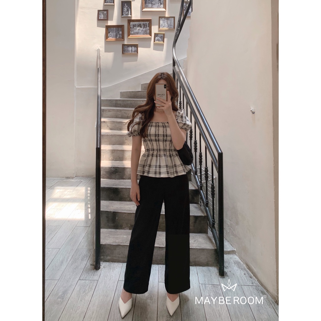 Quần suông đen cạp cao Mono Bottom Mayberoom