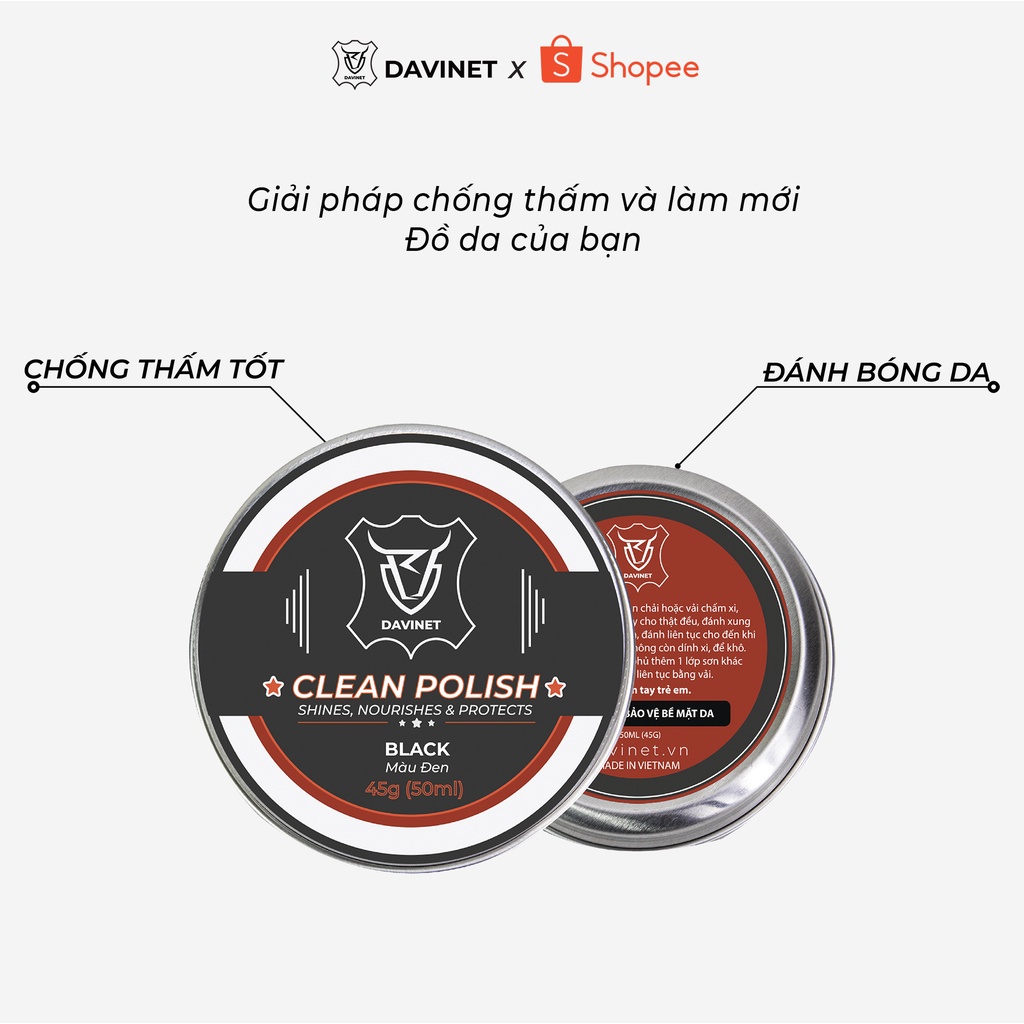 Xi Đánh Giày Dưỡng áo DAVINET Pkx-21-01 Chuyển Bảo Dưỡng Đồ Da Vệ Sinh Làm Mới Và Bảo Vệ Bề Mặt Giày, Áo Da
