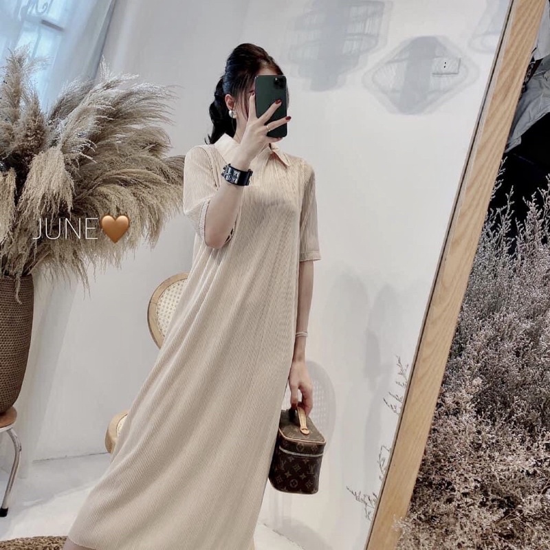 Váy Dập Ly Cổ Đức Dáng Suông Hàng Đẹp Chất Mềm✌️Ảnh Thật 3 Màu | BigBuy360 - bigbuy360.vn